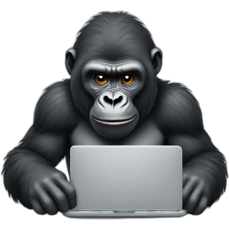 A gorilla using a laptop emoji