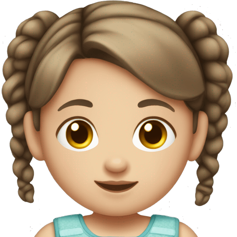 baby girl with brown hair and pigtails emoji