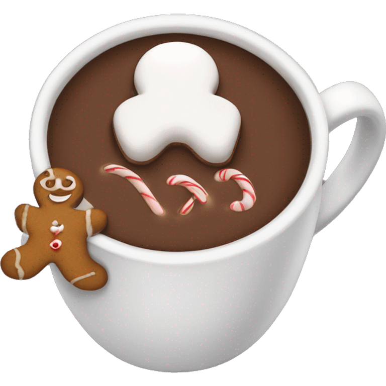 Hot chocolate with gingerbread man cookie  emoji