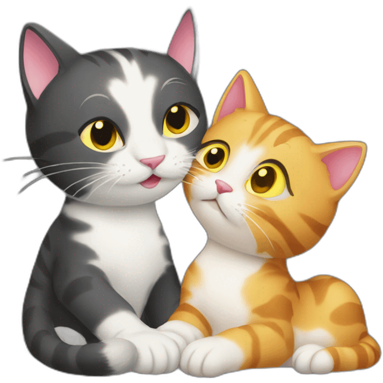 cat kissing other cat emoji