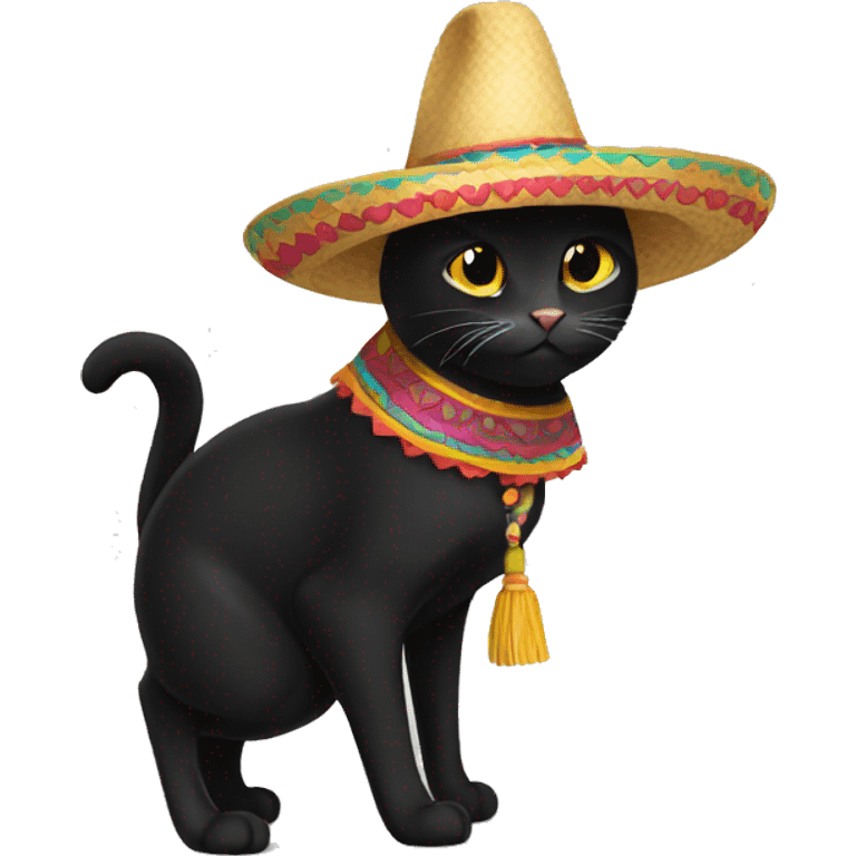 Black cat whit a sombrero emoji