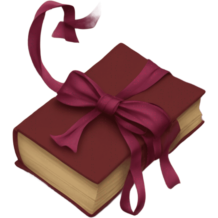 burgundy books stacked up and tied together by a burgundy bow emoji