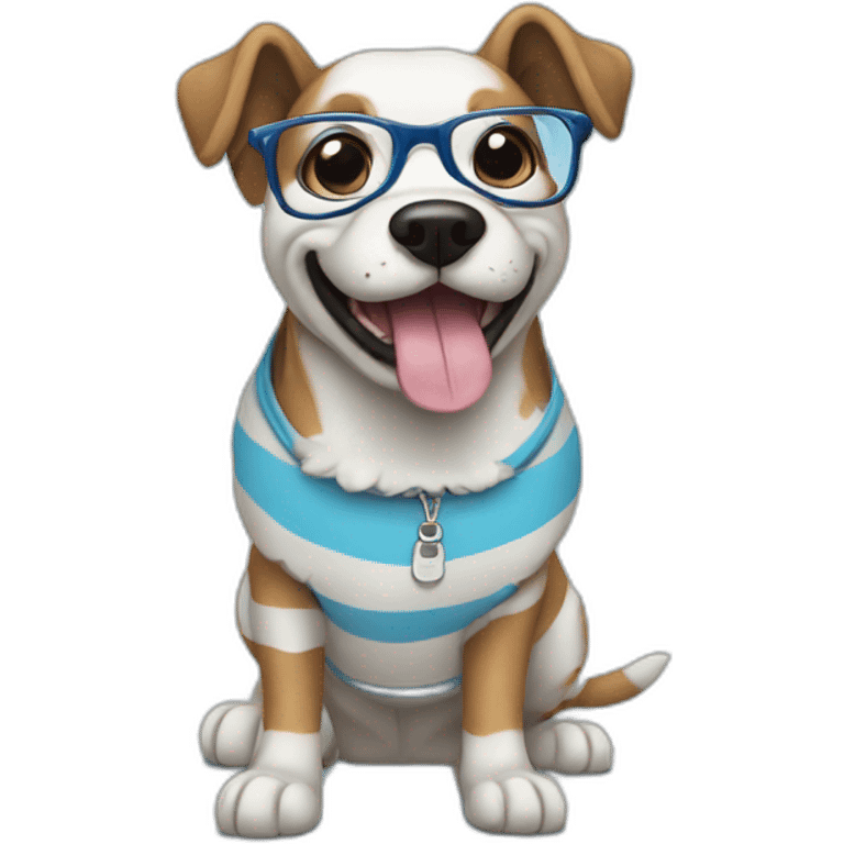 blue striped dog with glassesdog chewing a shoe emoji