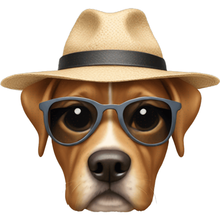 Dog wearing hat and sunglasses emoji