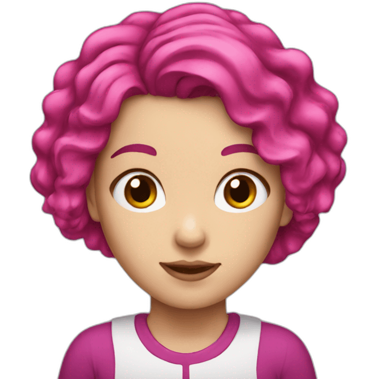 White girl with a magenta hair emoji