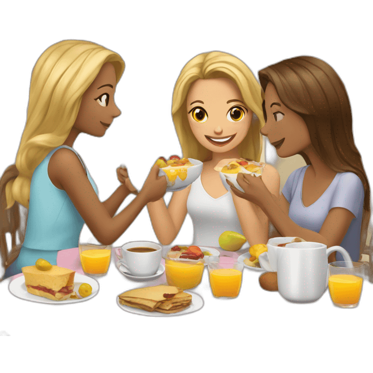 Tres amigas desayunando emoji