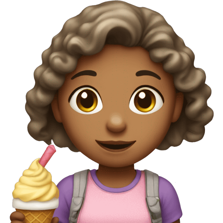 little girl with ice cream emoji