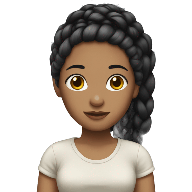 girl with black braided hair emoji