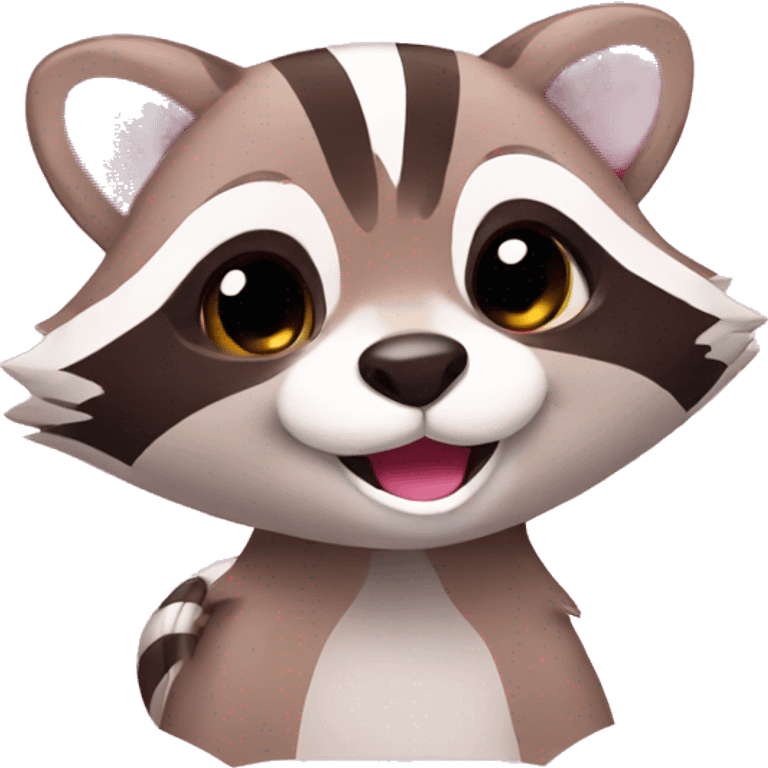 Pink Raccoon Cute smiling  emoji