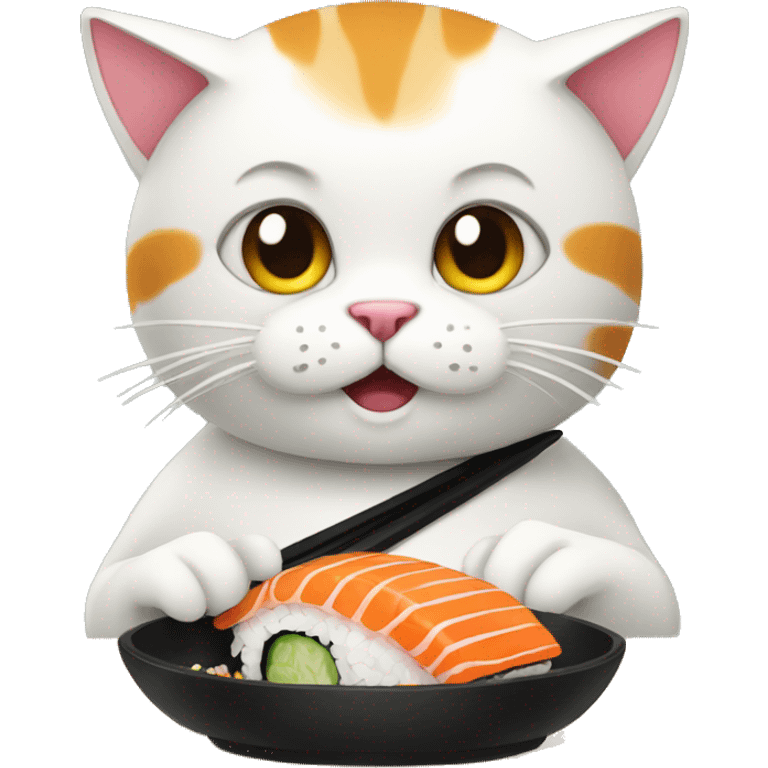 super cool cat eating sushi emoji