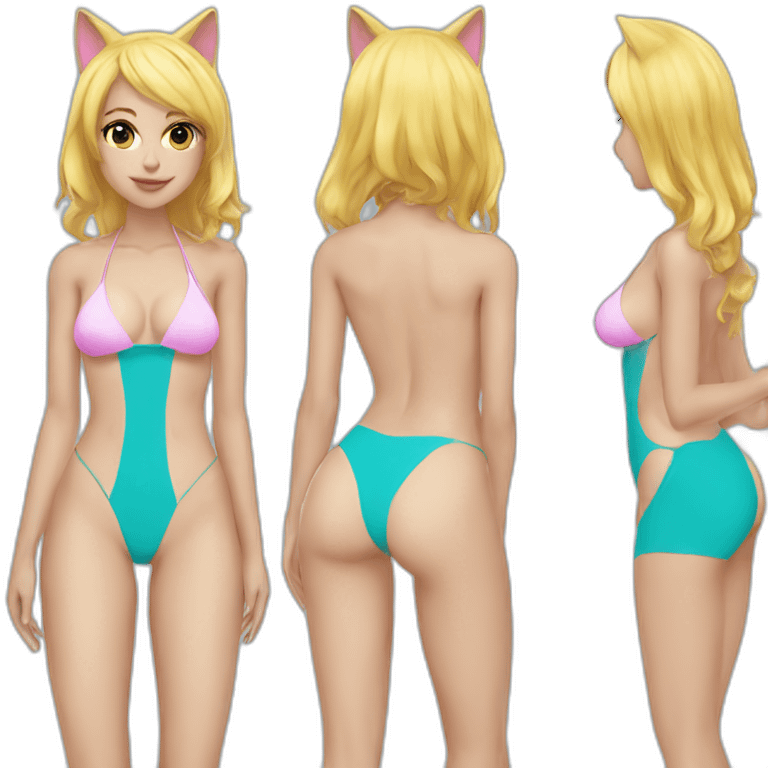 hot catgirl blonde swim suit emoji