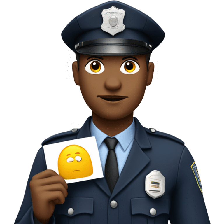 policeman holding a placard with Personal Data written on it emoji