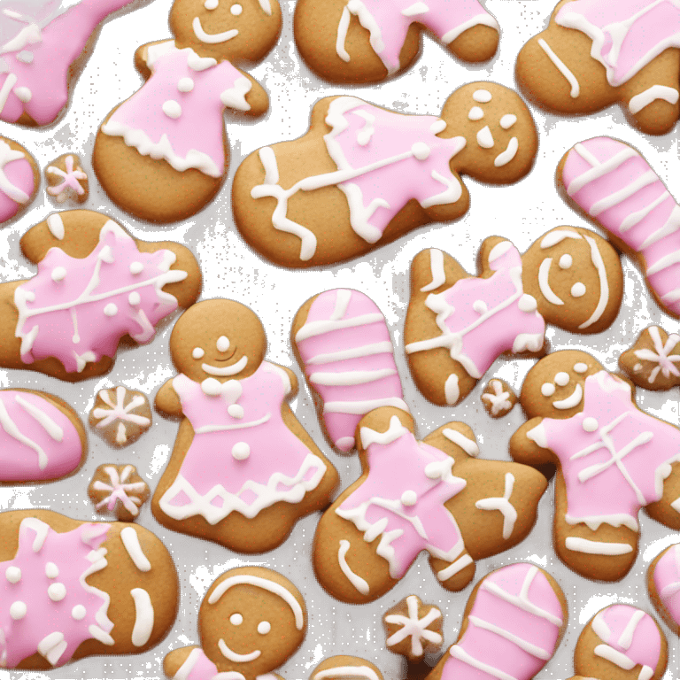 Ginger bread cookie with pink and white icing emoji