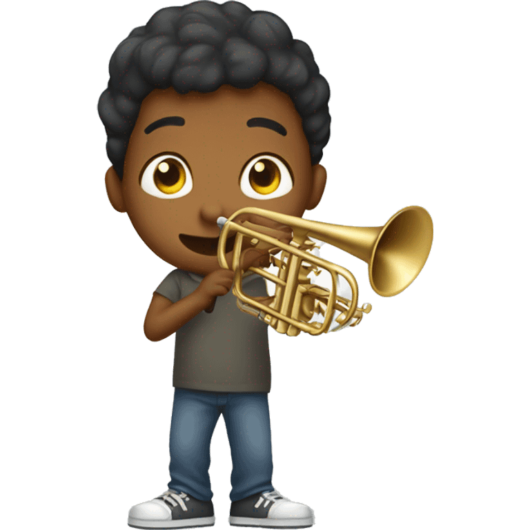 Teeage boy playing the trombone emoji