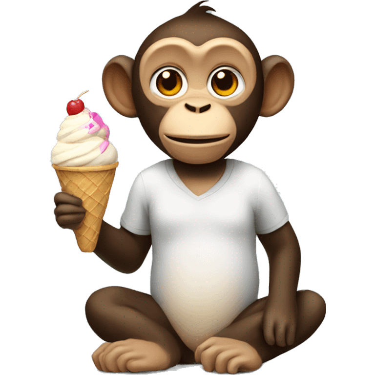 Monkey with ice cream emoji