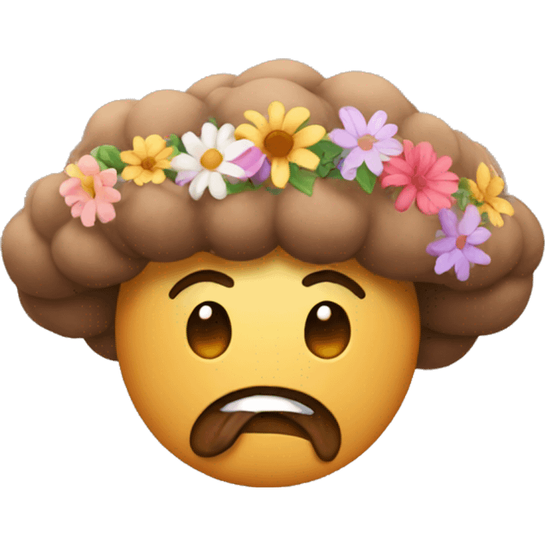 Brown fart cloud with flower crown emoji