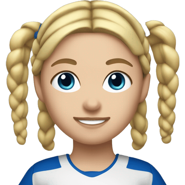 Softball blonde  girl two french braids blue eyes emoji