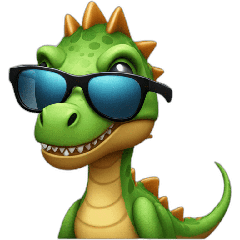 Dinosaur with sunglasses and a mix table emoji