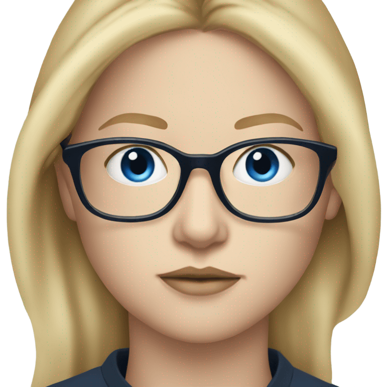 anna delvey blonde, blue eyes wearing glasses  emoji