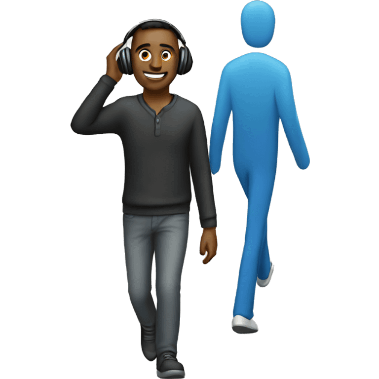 Putting headphones and walking man emoji