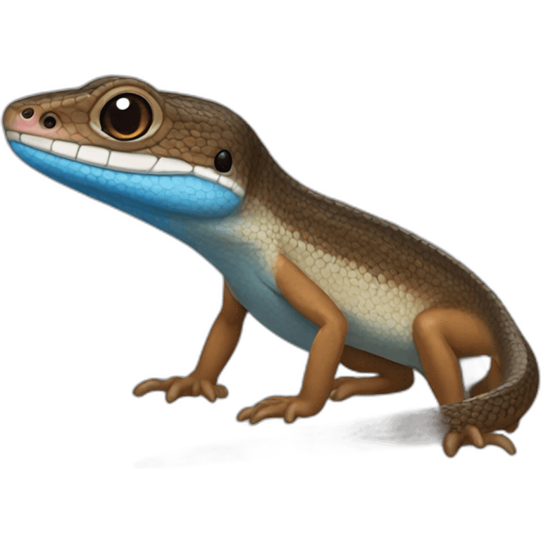 Brown skink with blue tongue emoji