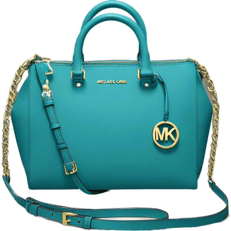 Realistic deep turquoise blue michael kors satchel purse. emoji