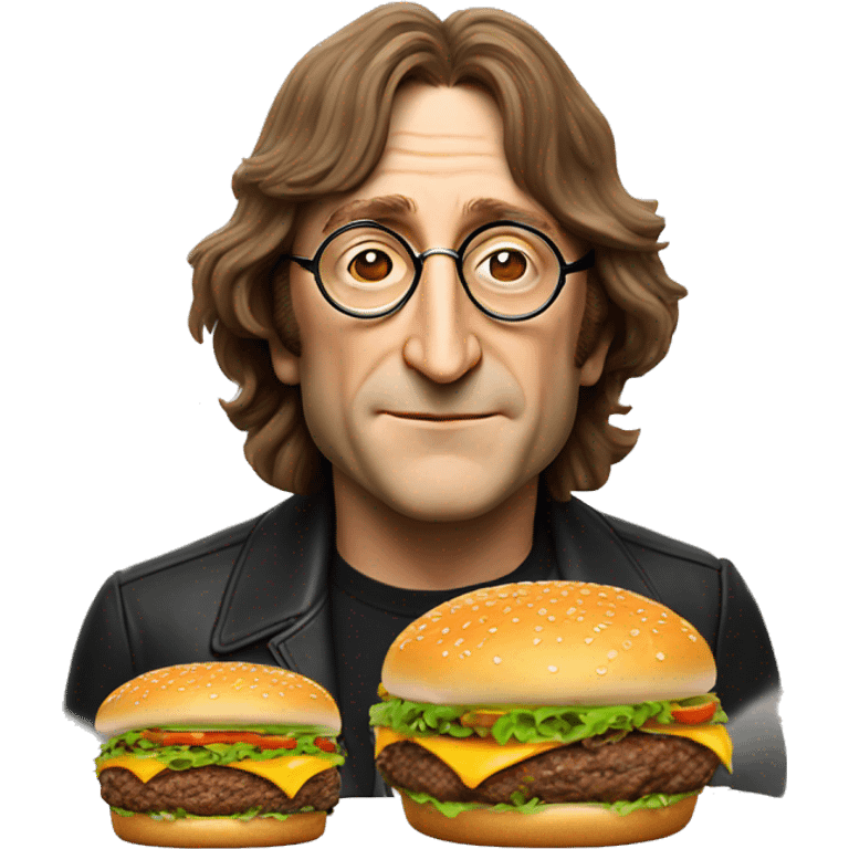 john lennon with a burger emoji