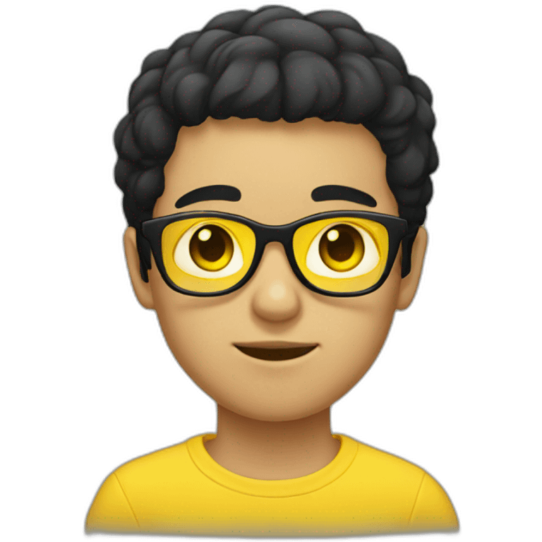 boy with yellow tinted glasses and combed black hair  emoji