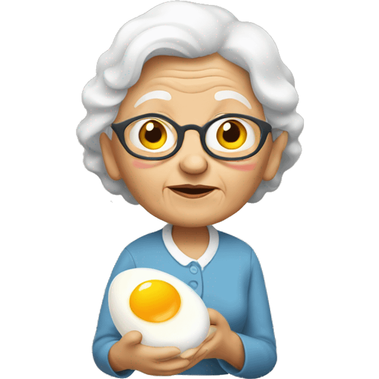 old lady with egg emoji