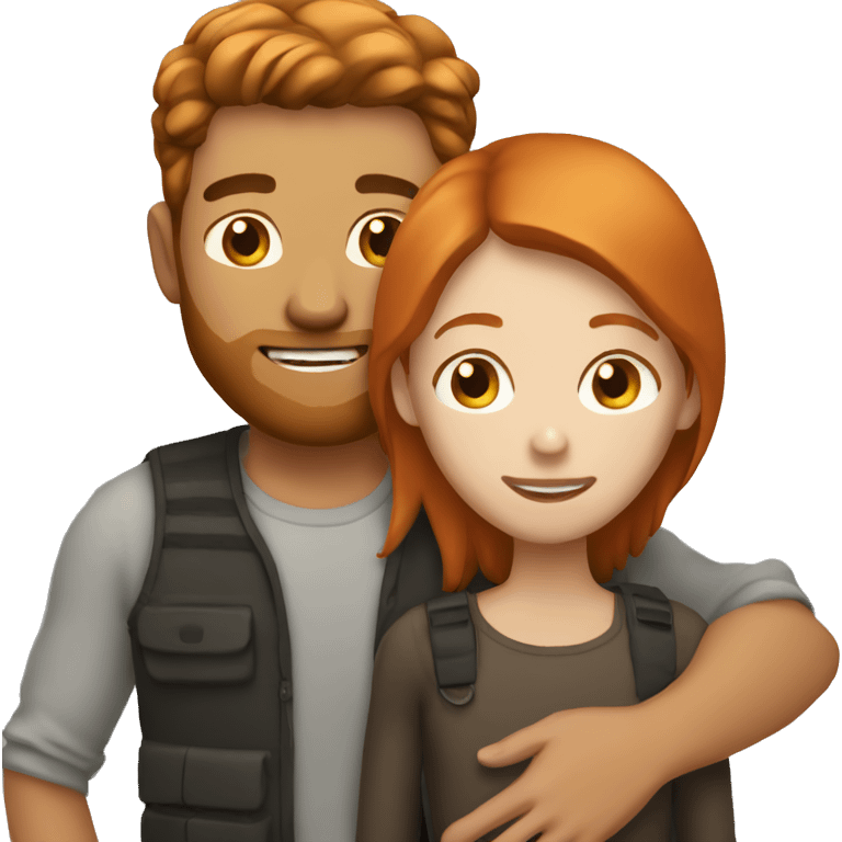 Brunette guy with ginger girl hugging emoji