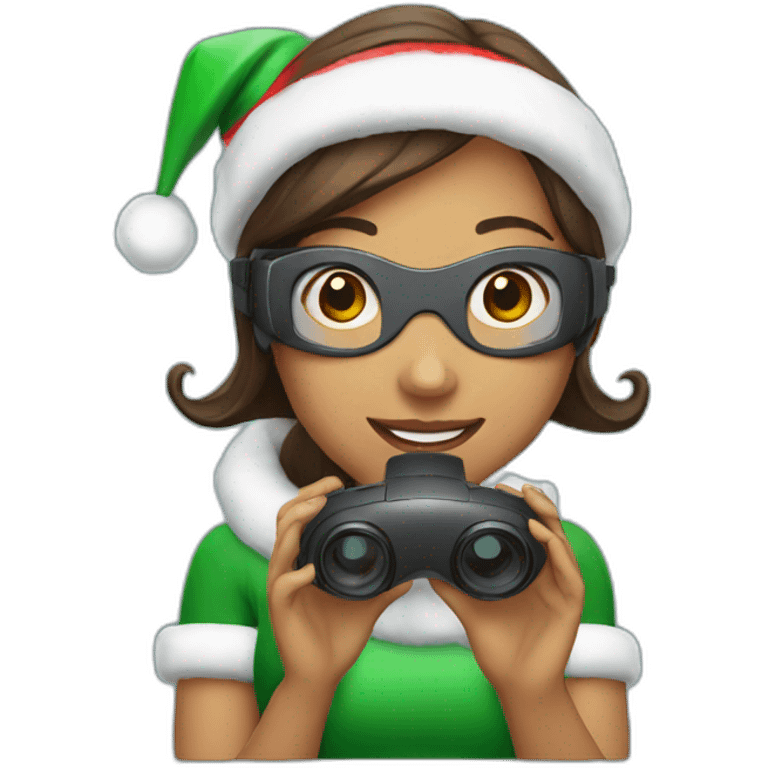 Christmas girl holding vr headset emoji