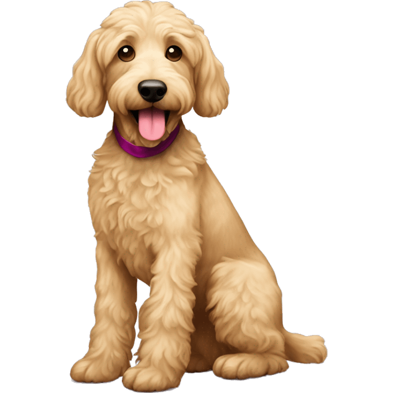 Skinny blonde labradoodle with wine glass  emoji