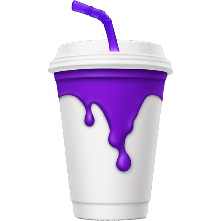 Purple drink pouring out of a styrofoam cup emoji