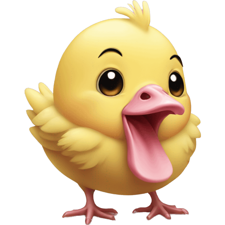 Yellow baby chicken with pink pig nose emoji