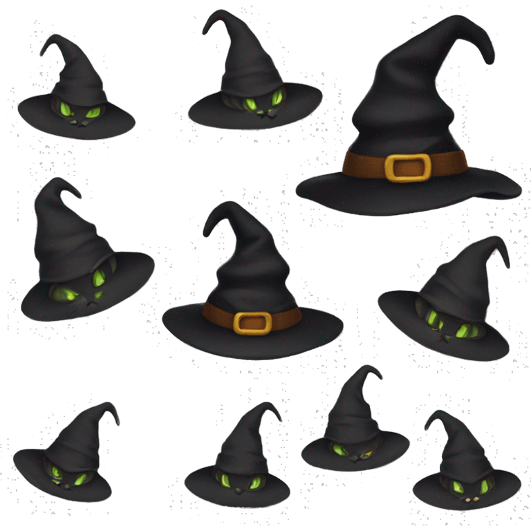 Black cat with a witch hat emoji