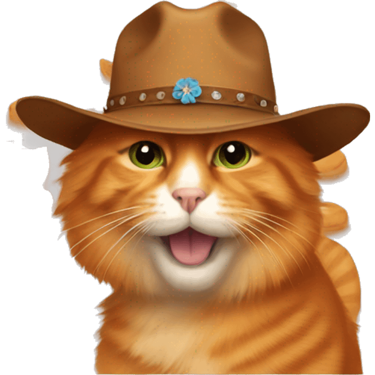 Orange cat with a cowboy hat  emoji