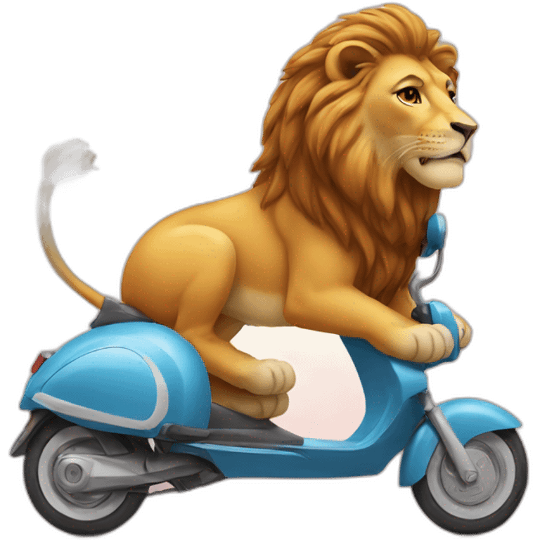 un lion sur un scooter emoji