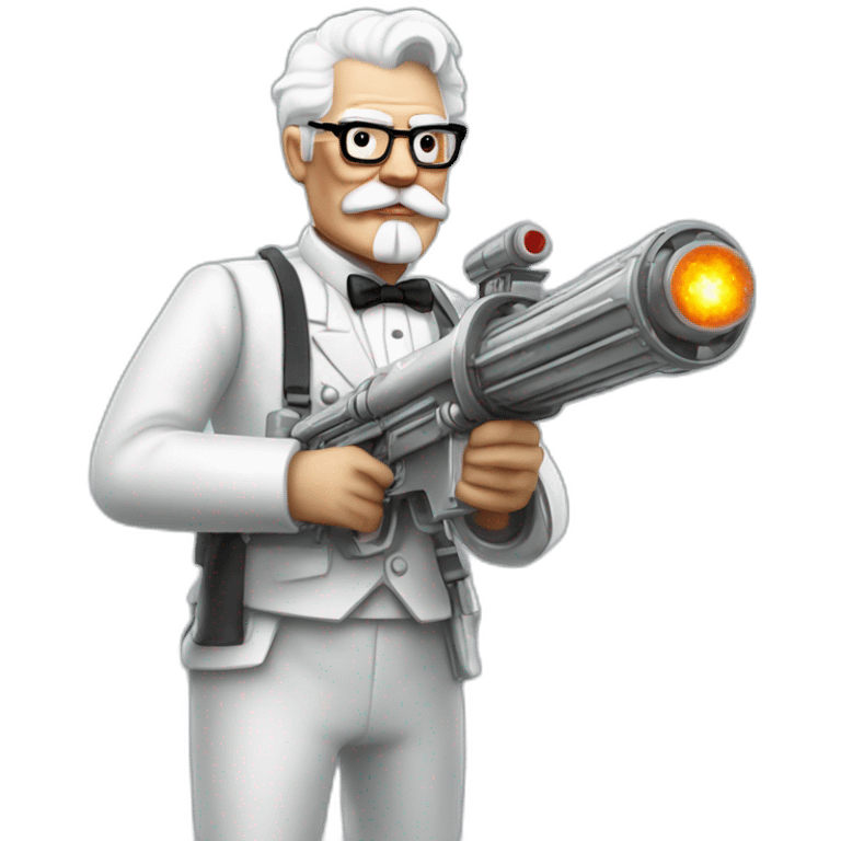 Colonel Sanders using a steel minigun emoji