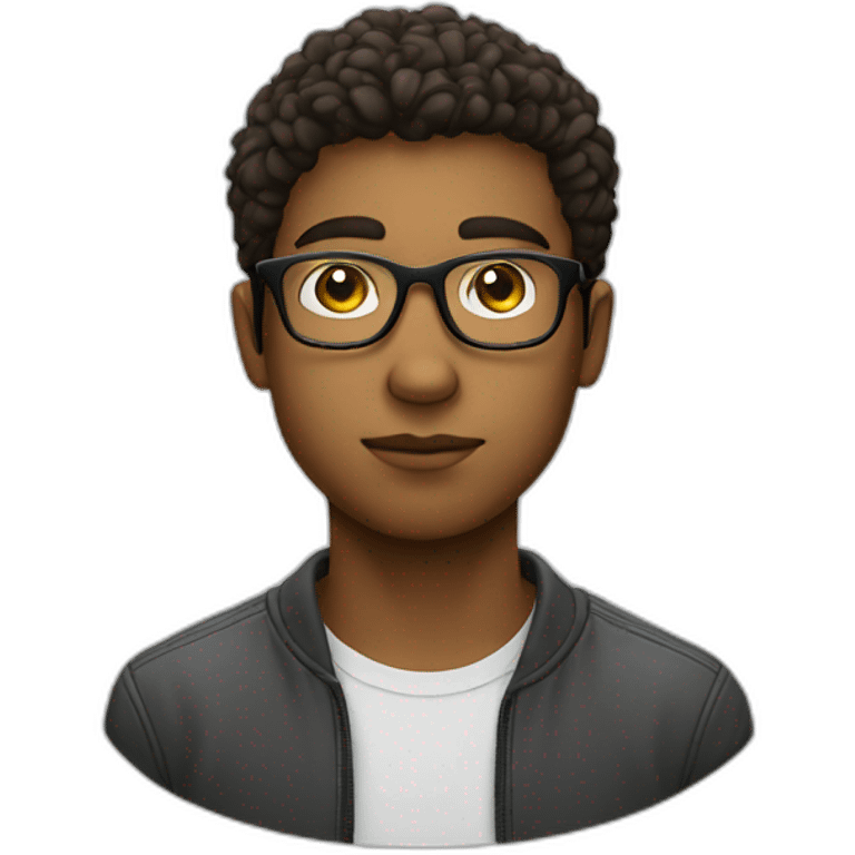 Young man wearing glasses thinking emoji