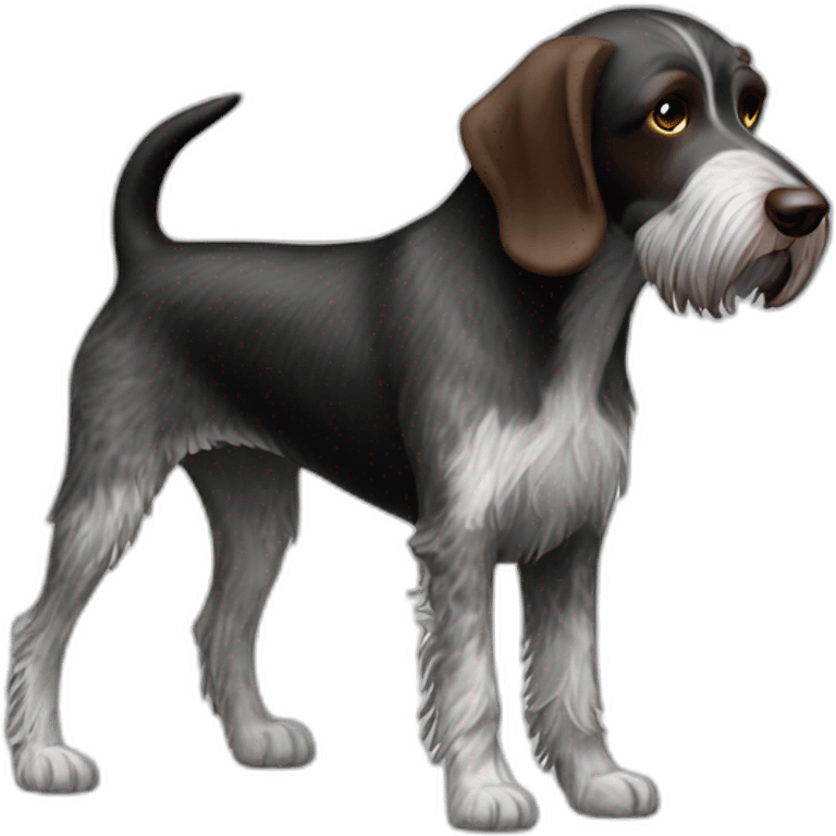 German Wirehaired Pointer dog black and white emoji