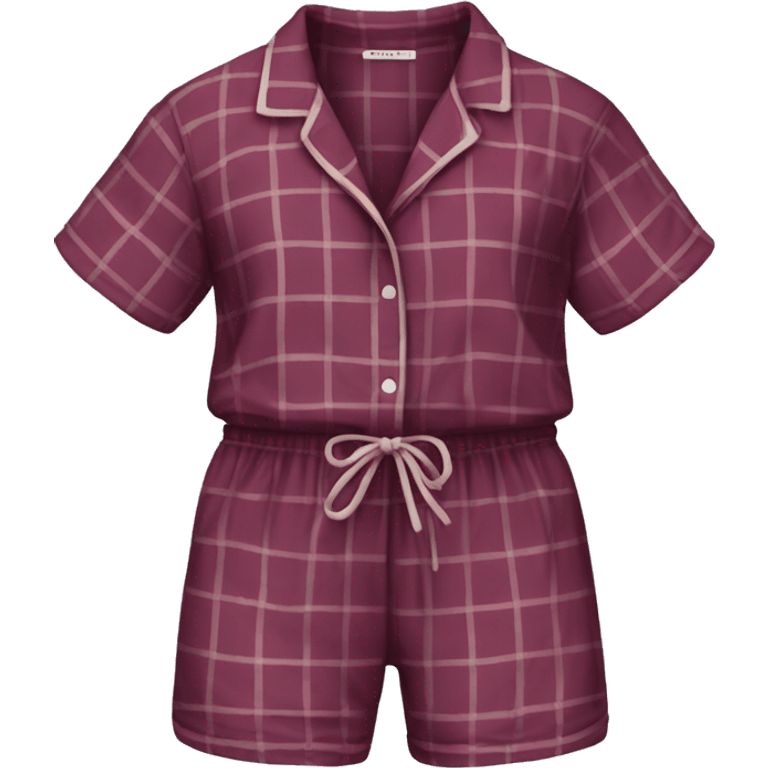 Plaided burgundy pajama short emoji