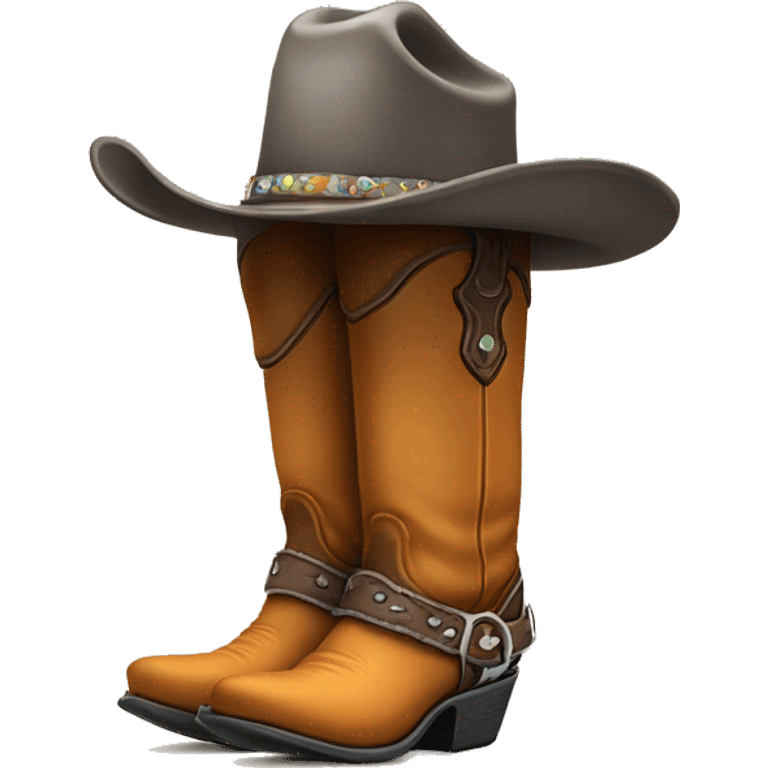 Cowboy boot with cowboy hat on top emoji