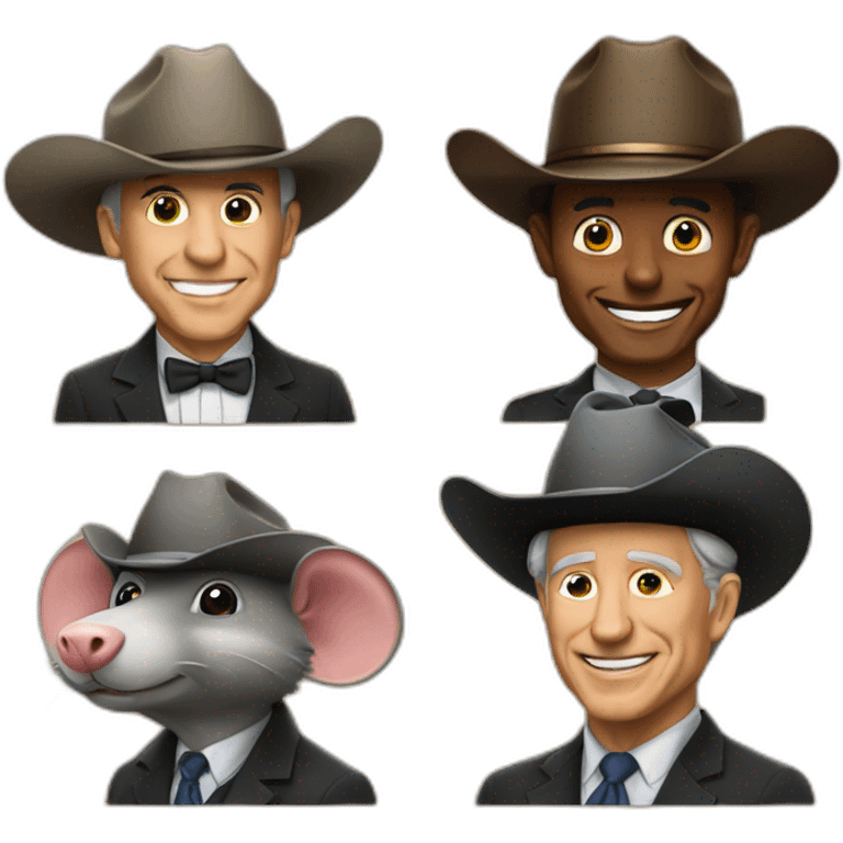 President met cowboyhoed en een rat op zijn schouder emoji