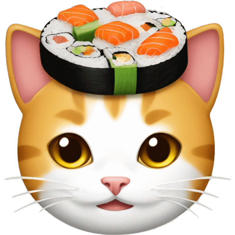 cat wearing sushi as a hat emoji