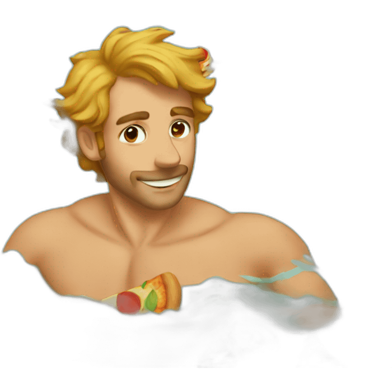 husband swimming in pizza emoji