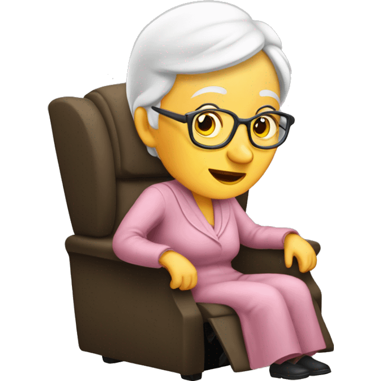 Old lady in a recliner white emoji