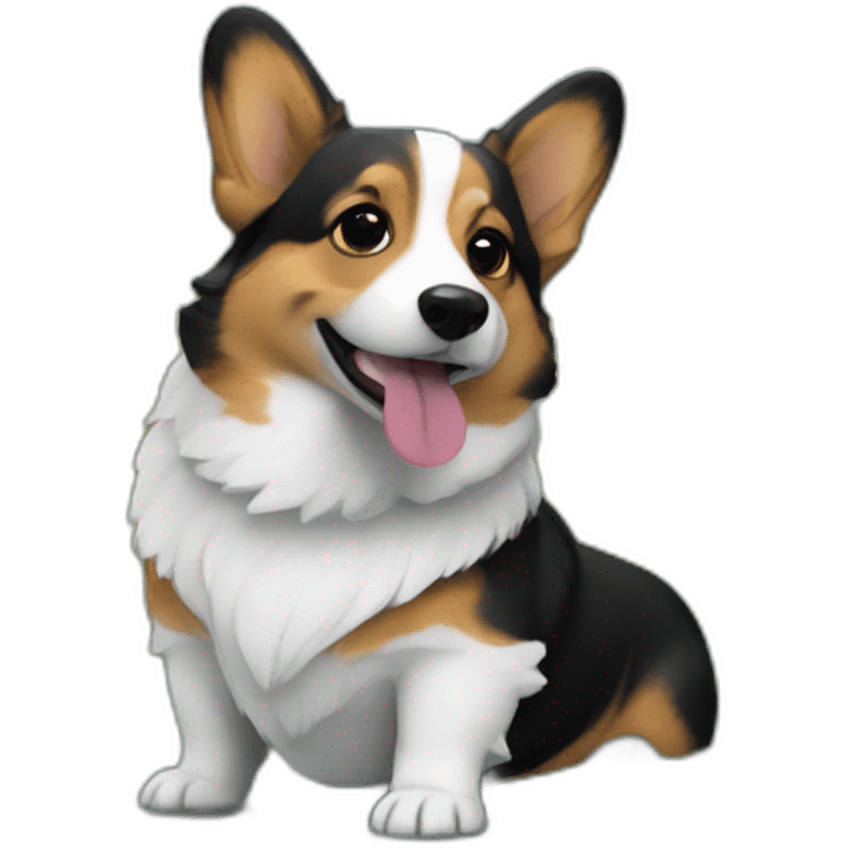 Corgi negro en el rio emoji