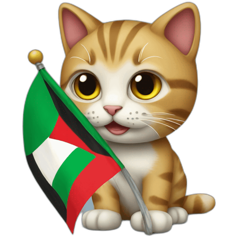 Cat holding Palestine flag emoji