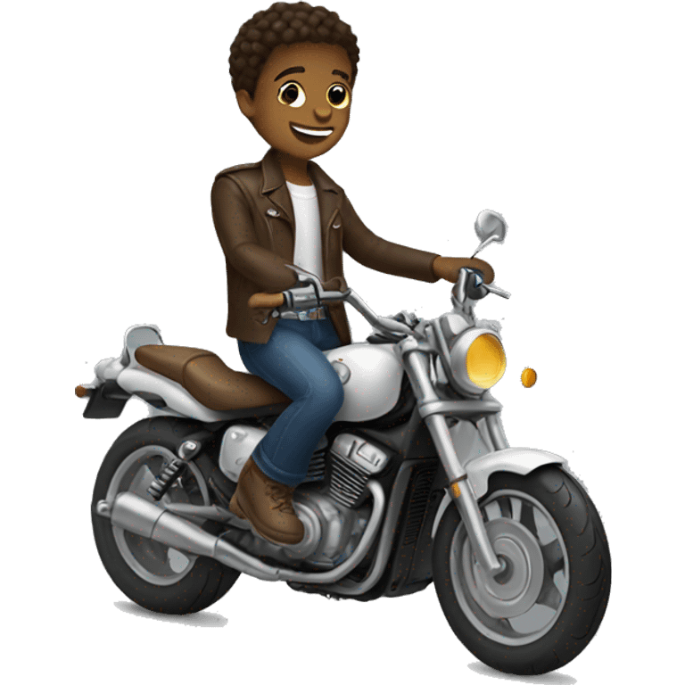 Boy loves motorcycle emoji