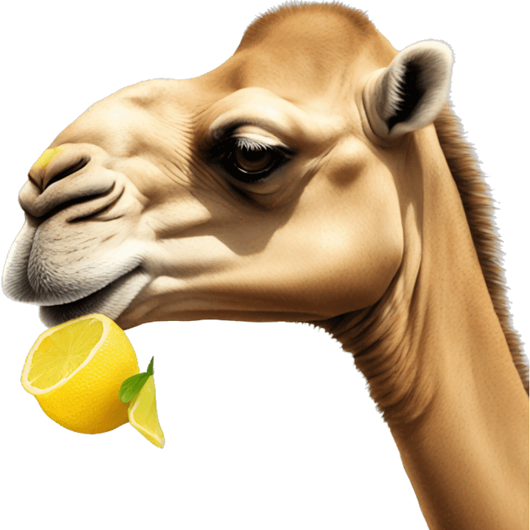 camel eating a lemon emoji